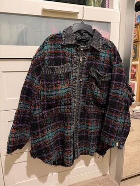 Diesel Black and Purple Plaid Jacket